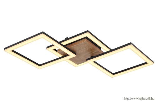 GLOBO 67280-30 Mennyezeti lámpa fém fekete matt, fa sötétbarna, műanyag opál, HxSzxM.: 660x310x75mm, LED-del 30W 23