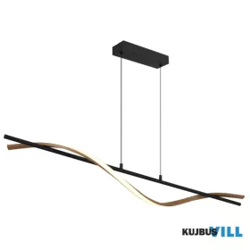   GLOBO 67354H WATKINS Függőlámpa, matt fekete fém, sötét fa megjelenésű alumínium,