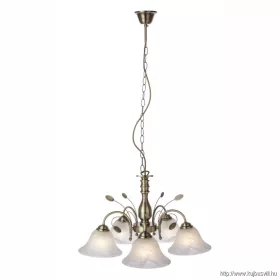   GLOBO 69007-5H POSADAS Csillár bronz, üveg alabástom fehér, ø: 600, H:1000, exkl. 5