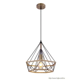   GLOBO 69029 ULLEU Függeszték fém fekete , barna kender kötéllel. Ø:380, H:1500