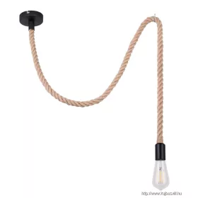   GLOBO 69029H ULLEU Függeszték fém fekete , barna kender kötéllel. Ø:60, H:1660,