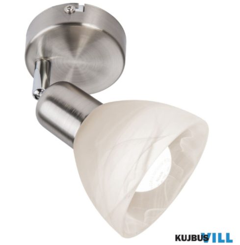 GLOBO 818901016X DAYTONA Fali lámpa, fém nikkel matt, üveg fehér, mozgatható, forgatható, HxSzxM: 115x100x120mm, 1x E14 LED 5W 230V izzóval, 430lm kiemenet, 300