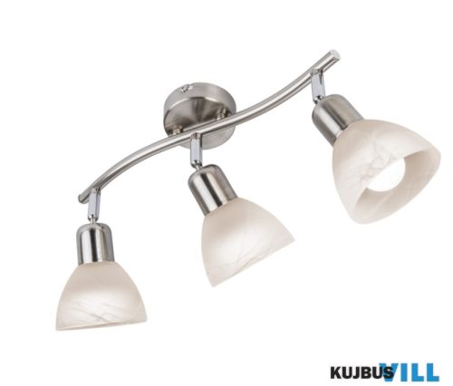 GLOBO 818903016X DAYTONA Mennyezeti lámpa, fém nikkel matt, üveg, HxSzxM: 100x400x168mm, 3x E14 LED 5W 230V izzókkal, 430lm kimenet, 3000K