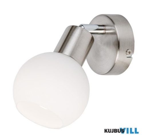 GLOBO 871601016X LOXY Fali spotlámpa fém nikkel matt, üveg fehér matt, mozgatható, forgatható, HxSzxM: 100x120x120mm, 1x E14 LED 5W 230V izzóval, 430lm kimenet,