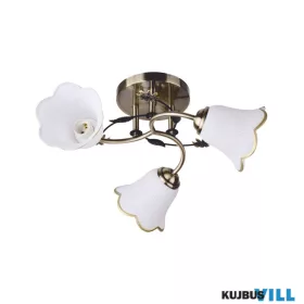   KLAUSEN LY-3088 Csillár, BELLIS 3, 3xE27, fehér, antikolt bronz