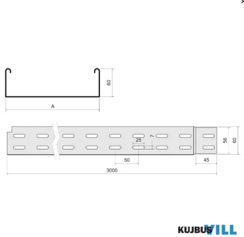 KZI 60X300X0.75 S  Kábeltálca int.végz. -3/18/324m