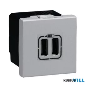   LEGRAND 079394 Program Mosaic kettős USB töltő aljzat, 1500 mA, 2 modulos, alumníium