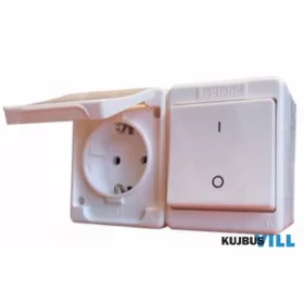   LEGRAND 083915 Kontállux IP44 kétpólusú kapcsoló + 2P+F csatlakozóaljzat, fehér