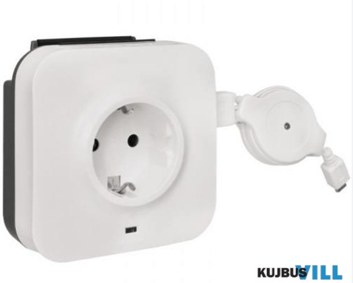 LEGRAND 2P+F csatlakozóaljzat + 2×USB (IN/OUT) aljzat túlfeszültség-levezetővel 694671 KIFUTÓ