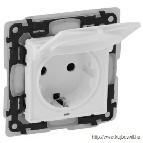   LEGRAND 753119 Valena Life 2P+F csatlakozóaljzat biztonsági zsaluval, csapófedéllel, IP44 fehér