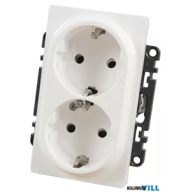  LEGRAND 753126 Valena Life 2x2P+F csatlakozóaljzat biztonsági zsaluval, egybeépített burkolattal, keret nélkül, rugós vezetékbekötéssel fehér