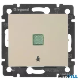   LEGRAND 774313 Valena egypólusú nyomó lámpajellel, jelzőfénnyel, elefántcsont