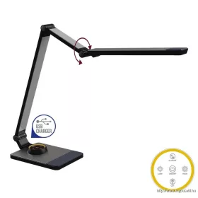   LUXERA 31212 AKAN LED íróasztali lámpa 10W/500lm 3000-6300K +USB matt ezüst