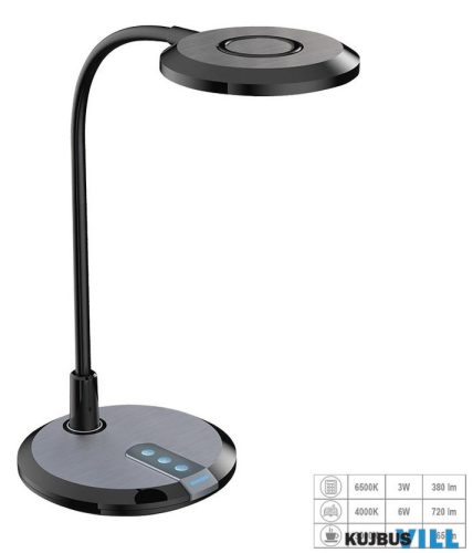 LUXERA 31219 PIXIE LED íróasztali lámpa 7W/380-720lm 3000-6500K sötétszürke/fekete