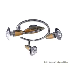   LUXERA 319 ZEUS spotlámpa/3 R50/40W, króm/matt króm/világos fa csiga