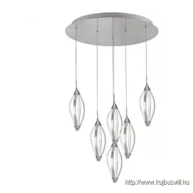   LUXERA 61305 SAKURA LED függeszték/6 13,2W/6350lm 3000K Ø55cm króm/fehér