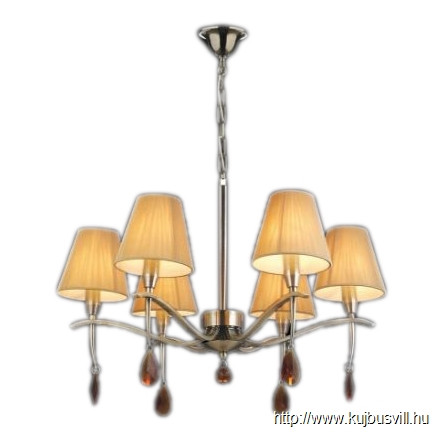 LUXERA 64328 OXFORD csillár 6xE14/40W króm/beige Ø65cm