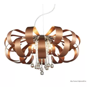   LUXERA 64408 RIBBON CRYSTAL függeszték 6xG9/33W Ø60cm ↕120cm réz