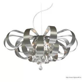   LUXERA 64409 RIBBON CRYSTAL függeszték 6xG9/33W Ø60cm ↕120cm matt alu
