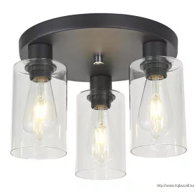   LUXERA 64423 ORADEA menny.lámpa/3 E27/40W Ø34cm matt fekete/víztiszta üveg