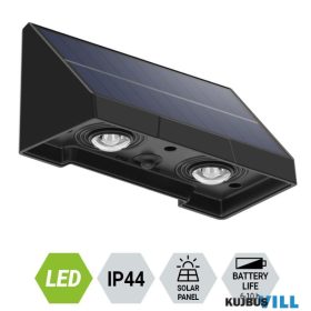   LUXERA 65281 MUSE SOLAR falikar 2x0,3W/2x30lm 2800-3200K dual mode IP44 fekete