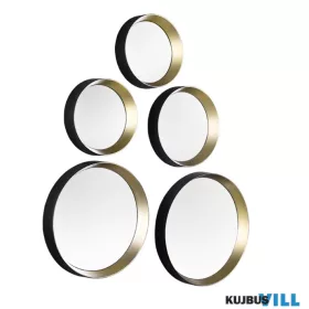   LUXERA 1340180 LIA fali tükör 1xØ25, 1xØ23, 1xØ18, 2xØ15cm fekete-arany