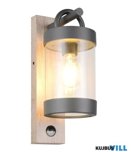 TR 204169135 SAMBESI kültéri falikar excl.1xE27/28W ↕33cm ↗18,5cm Ø12,5cm IP44 antracit/fahatású sensor
