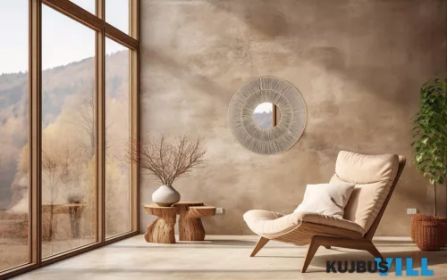 LUXERA 2580130 MANIKA fali tükör Ø80cm fa színű kötél