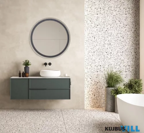 LUXERA 2690102 TESSA csiszolt fali tükör Ø80cm fekete glitter effekt