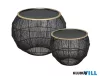 LUXERA 2750102 KAMIKA kisasztal 2db/szett Ø55cm ↕41cm; Ø40cm ↕30cm fekete-arany