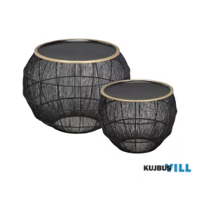   LUXERA 2750102 KAMIKA kisasztal 2db/szett Ø55cm ↕41cm; Ø40cm ↕30cm fekete-arany