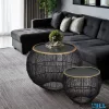 LUXERA 2750102 KAMIKA kisasztal 2db/szett Ø55cm ↕41cm; Ø40cm ↕30cm fekete-arany