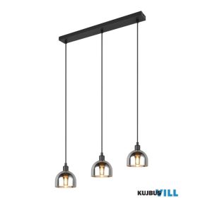   TRIO R31863032 MOLLY függeszték 3xE14 ↕150cm ↔60cm ↗12cm fekete/füst üveg