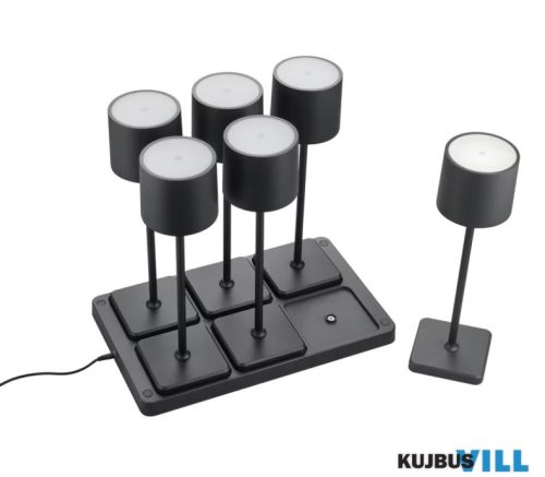 TR R54096632 FERNANDEZ LED 6x1,5W/130lm, CCT, akku+dokkoló, dim ↕38cm Ø11cm IP54 matt fekete