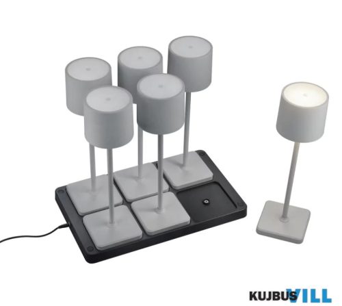 TR R54096677 FERNANDEZ LED 6x1,5W/130lm, CCT, akku+dokkoló, dim ↕38cm Ø11cm IP54 szürke