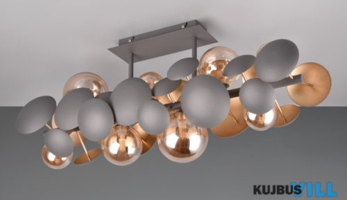 TR 617400842 BUBBLE mennyezet lámpa/8 G9/10W  ↔76cm ↗22cm ↑33,5cm antracit, arany, borostyán üveg