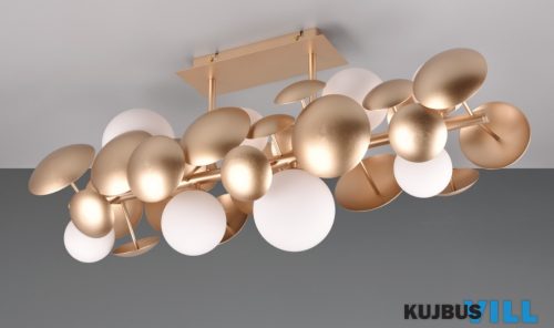 TR 617400879 BUBBLE mennyezet lámpa/8 G9/10W  ↔76cm ↗22cm ↑33,5cm arany, fehér üveg
