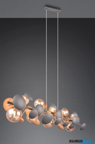 TR 317401042 BUBBLE függeszték/10 G9/10W  ↔100cm ↗22cm ↑150cm antracit, arany, borostyán üveg