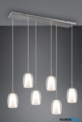 TR 317500606 BARRET függeszték/6 E14/10W ↔89cm ↗29cm ↑150cm króm, opál üveg