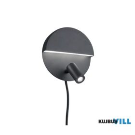   TRIO 222370232 MARIO falikar incl.1x6W LED/600Lm/3000K & incl.1x2,3W LED/200Lm/3000K Ø16cm ↗ 10,5cm matt fekete