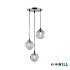   TRIO R30073054 CLOONEY függeszték excl.3xE27 ↕150cm Ø35cm füst színű