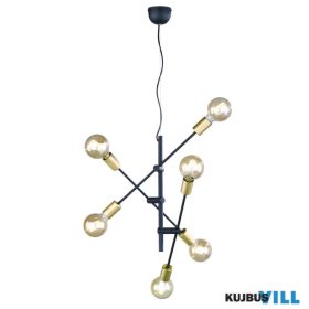   TRIO 306700632 CROSS függeszték excl.6xE27 ↕150cm Ø54,5cm matt fekete