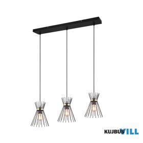   TRIO R31533080 ROD függeszték excl.3xE27 ↔74cm ↗20cm ↕150cm ∅20cm fekete-arany