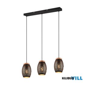   TRIO R31573080 BIDAR függeszték excl.3xE27 ↔65cm ↗15cm ↕21,5cm, max.150cm ∅15cm fekete-arany