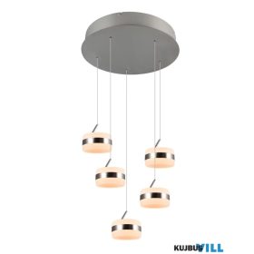   TRIO 331430507 DIOS függeszték incl.5x8W LED/800lm/2300+3000+4000K ↕65-150cm Ø45cm matt nikkel