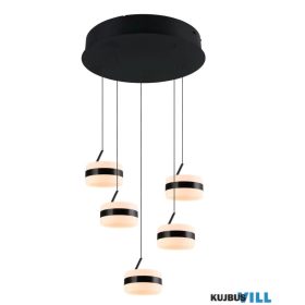   TRIO 331430532 DIOS függeszték incl.5x8W LED/800lm/2300+3000+4000K ↕65-150cm Ø45cm matt fekete
