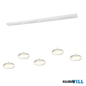   TRIO 337810531 TARSIA függeszték 5x10W LED/5x1400lm 4000K ↕150cm ↔161,5cm ↗21,5cm matt fehér