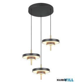   TRIO 340230380 KEATON függeszték incl.3x10W LED/1200lm/2300+3000+4000K ↕15cm Ø45cm fekete-arany