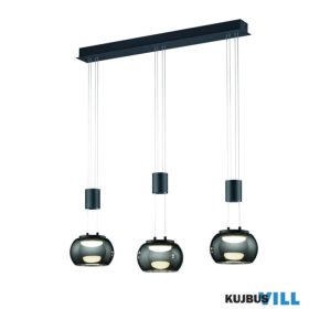   TRIO 342010332 MADISON függeszték incl.3x8W LED/900Lm/3000K ↕150cm ↔87cm Ø16cm matt fekete