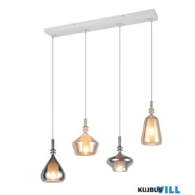   TRIO 349400417 ALDEA függeszték excl.4xE14 ↕200cm ↔65cm ↗9cm matt fehér-króm-borostyán